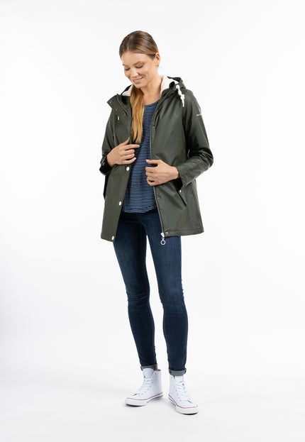 Dreimaster Maritim Women's Rain Jacket With Faux Fur Lining