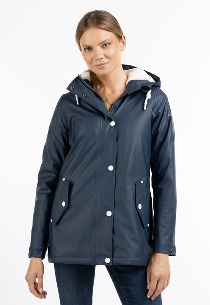 Dreimaster Maritim Women's Rain Jacket With Faux Fur Lining