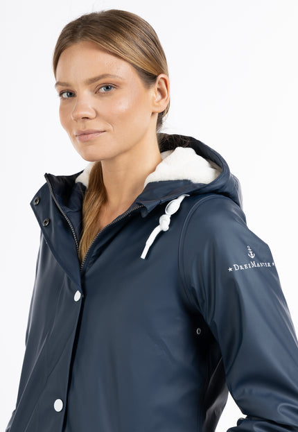 Dreimaster Maritim Women's Rain Jacket With Faux Fur Lining