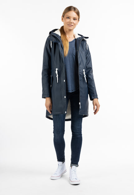 Dreimaster Maritim Women's Raincoat With Drymaster Faux Fur Lining