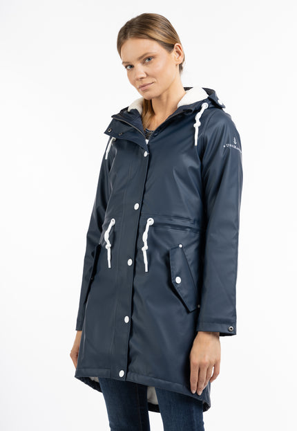 Dreimaster Maritim Women's Raincoat With Drymaster Faux Fur Lining