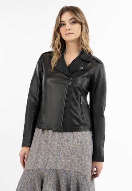 Dreimaster Vintage Women's Biker Style Leather Jacket